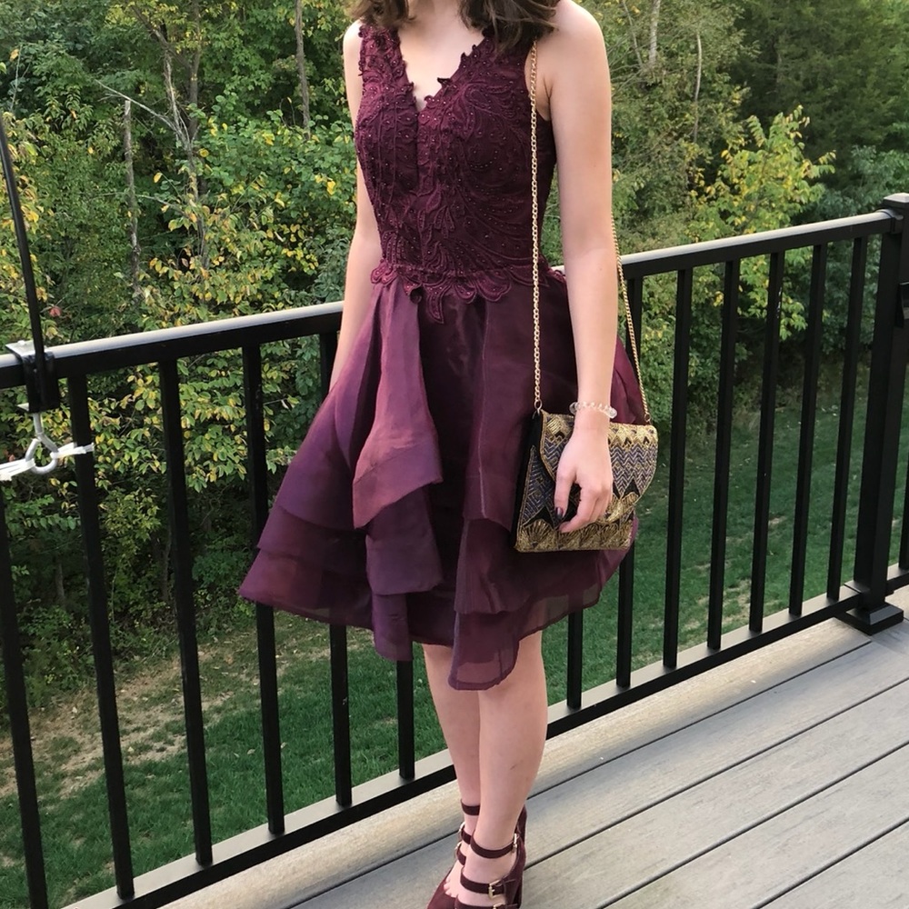 Camille La Vie Plum Homecoming Dress